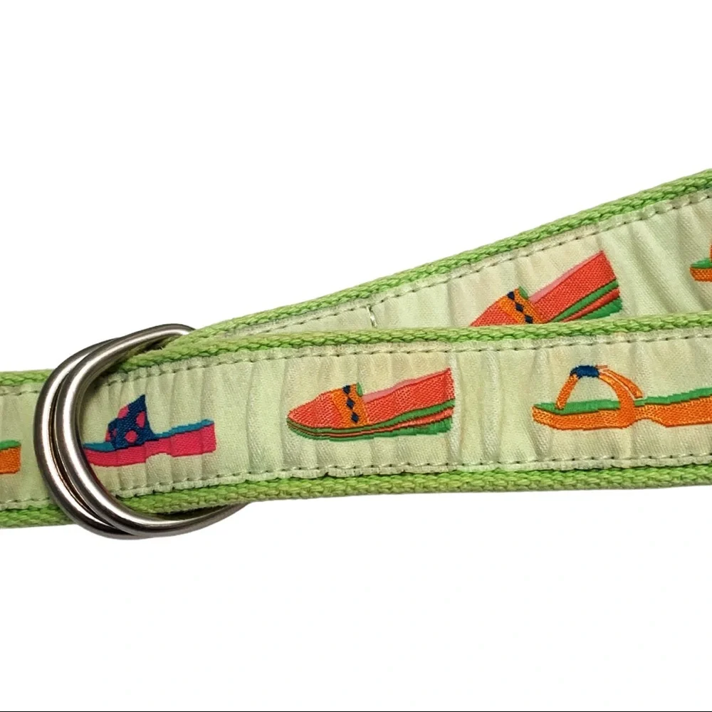 Douglas Paquette Canvas Flip Flops D Ring Belt size Medium